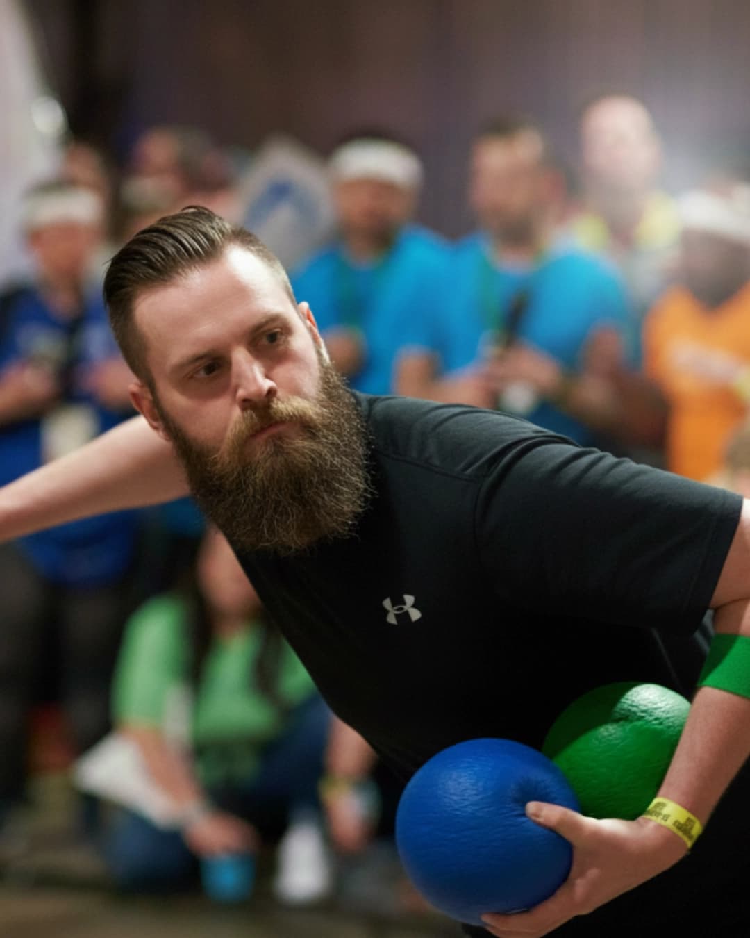 Dodgeball players in action